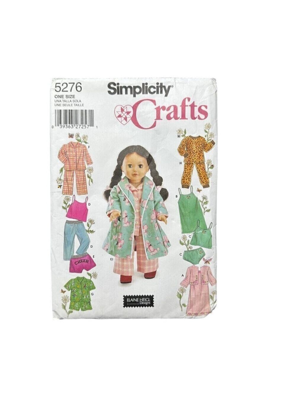 Simplicity 5276 Pattern 18in Doll Clothes Sewing Fashion Nightgown Robe Pajamas